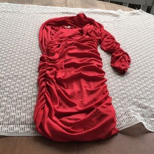 Off the sleeve red dress